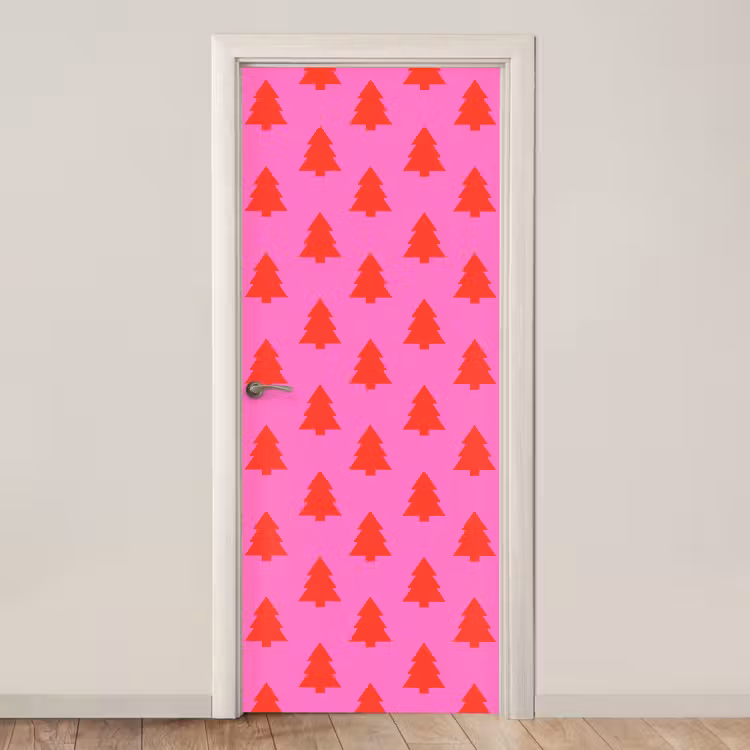 Deursticker - Kerstboom - Rood - Neon — 1