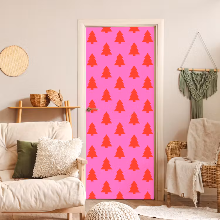 Deursticker - Kerstboom - Rood - Neon — 4