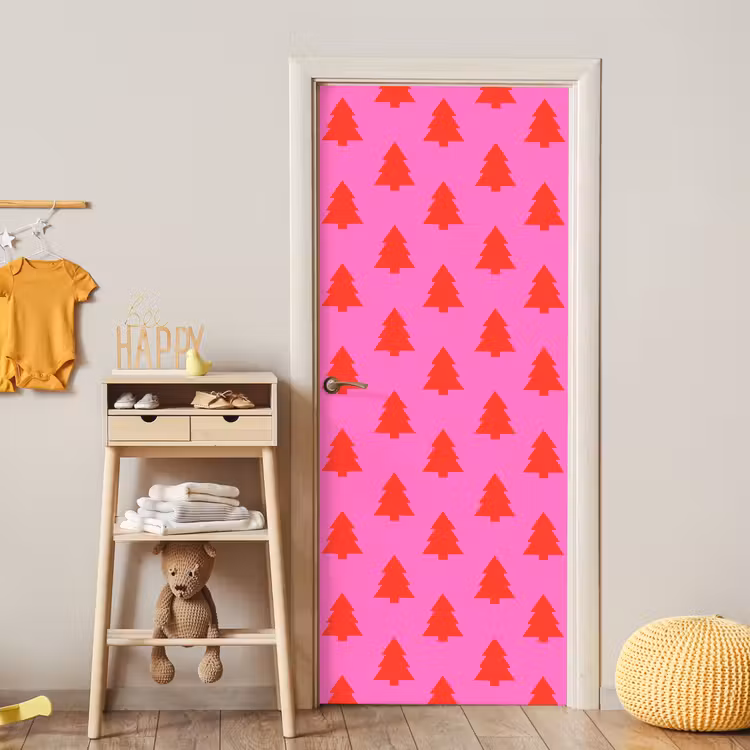 Deursticker - Kerstboom - Rood - Neon — 6
