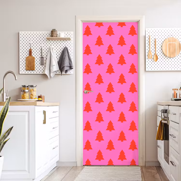 Deursticker - Kerstboom - Rood - Neon — 7