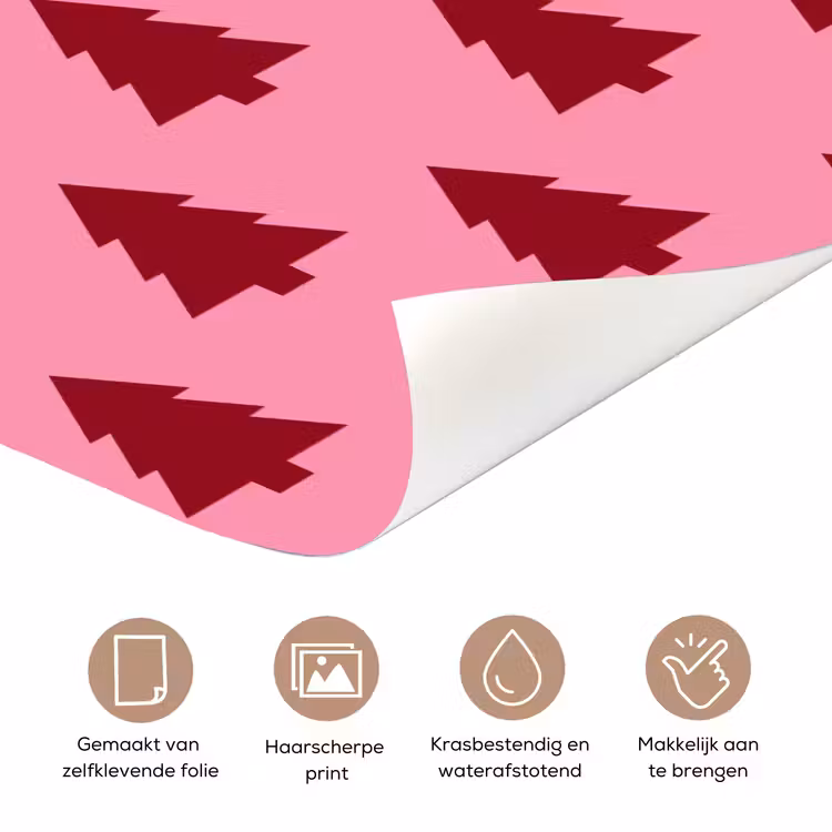Deursticker - Kerstboom - Rood - Roze — 3