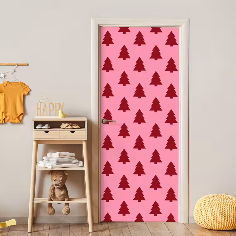Deursticker - Kerstboom - Rood - Roze — 6