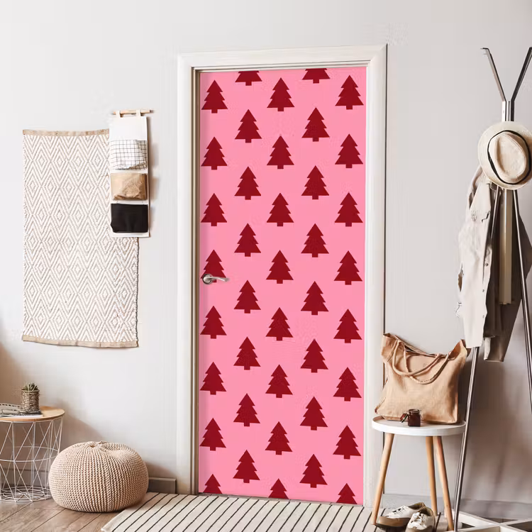 Deursticker - Kerstboom - Rood - Roze — 8