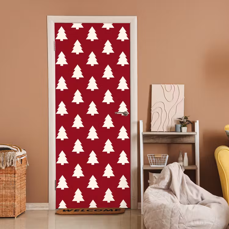 Deursticker - Kerstboom - Rood - Wit — 2