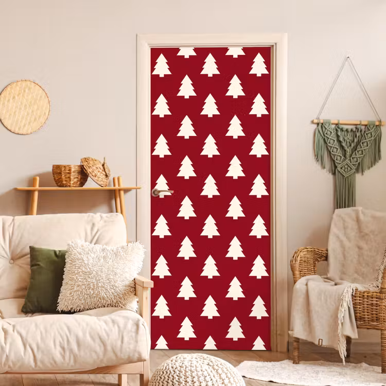 Deursticker - Kerstboom - Rood - Wit — 4