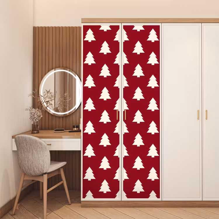 Deursticker - Kerstboom - Rood - Wit — 5