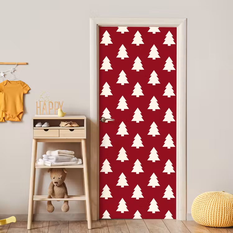 Deursticker - Kerstboom - Rood - Wit — 6