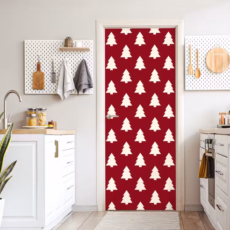 Deursticker - Kerstboom - Rood - Wit — 7