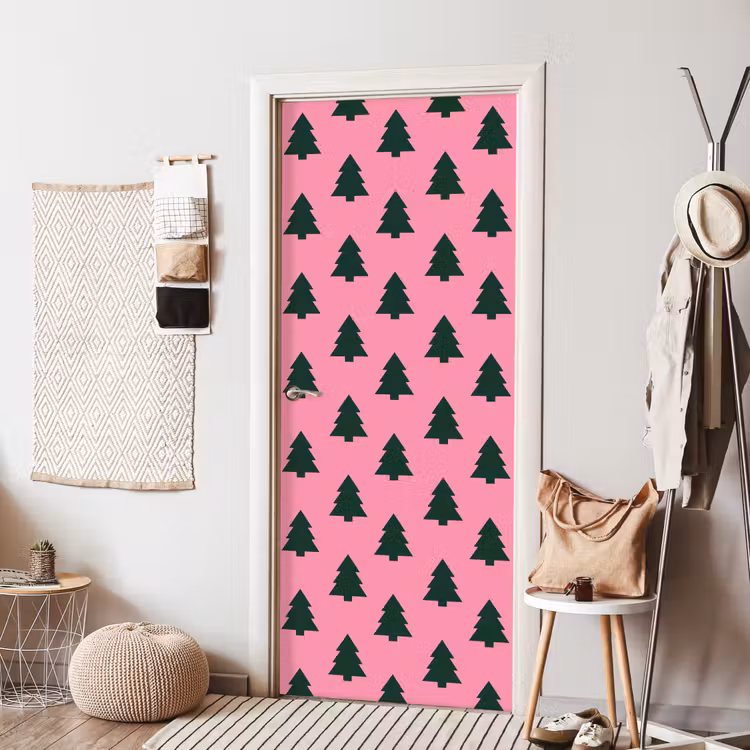 Deursticker - Kerstboom - Roze - Groen — 8
