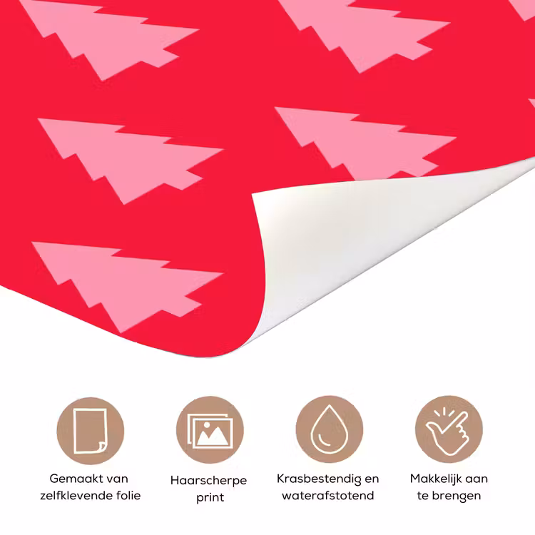Deursticker - Kerstboom - Roze - Rood — 3