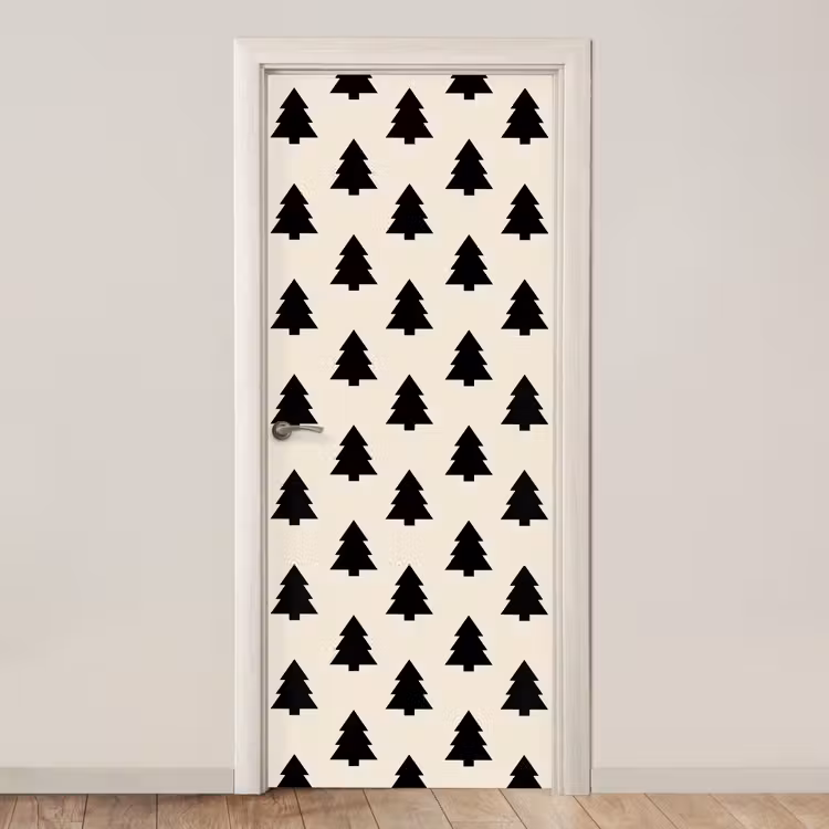 Deursticker - Kerstboom - Wit - Zwart — 1