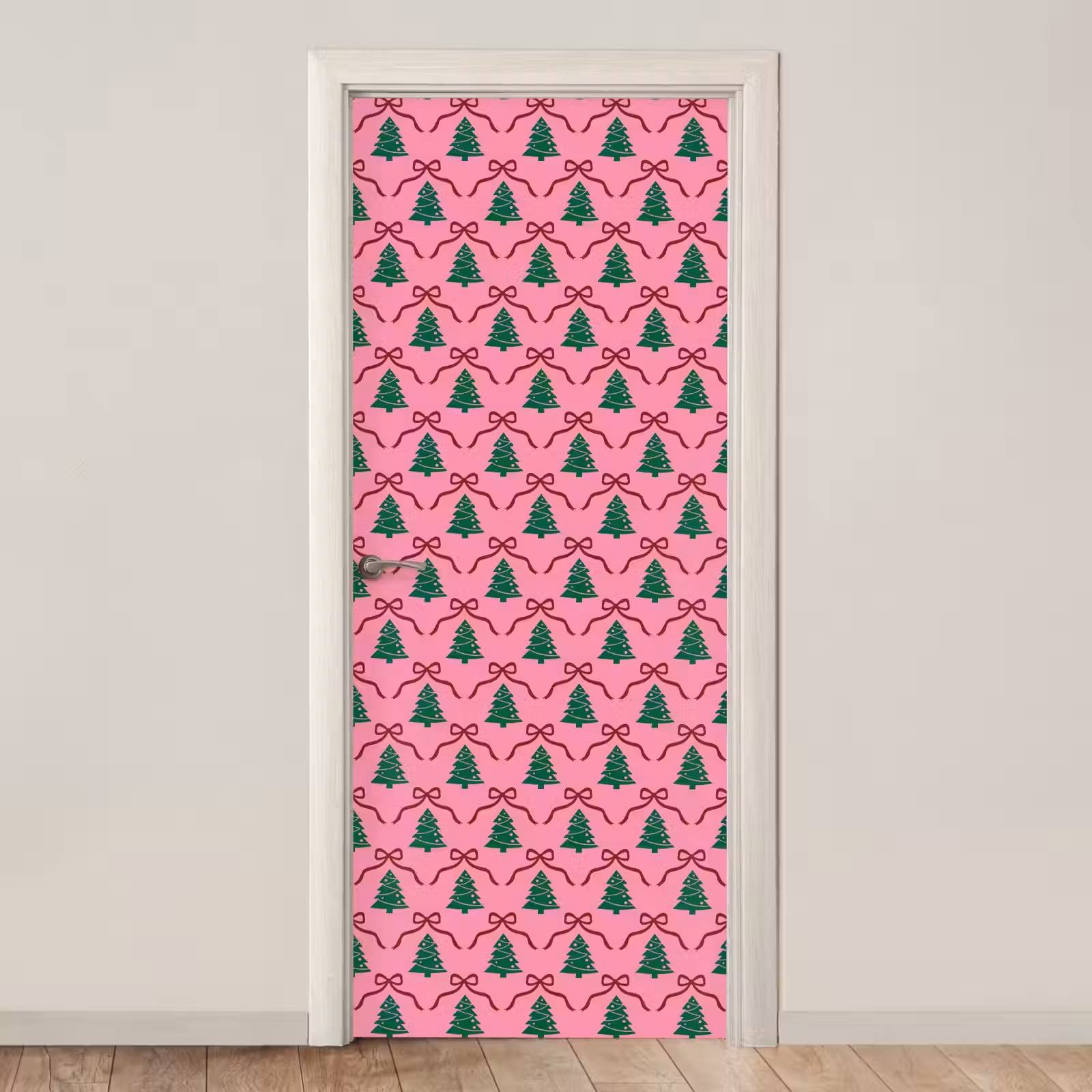 Deursticker - Kerst - Roze - Rood - Strik — 1