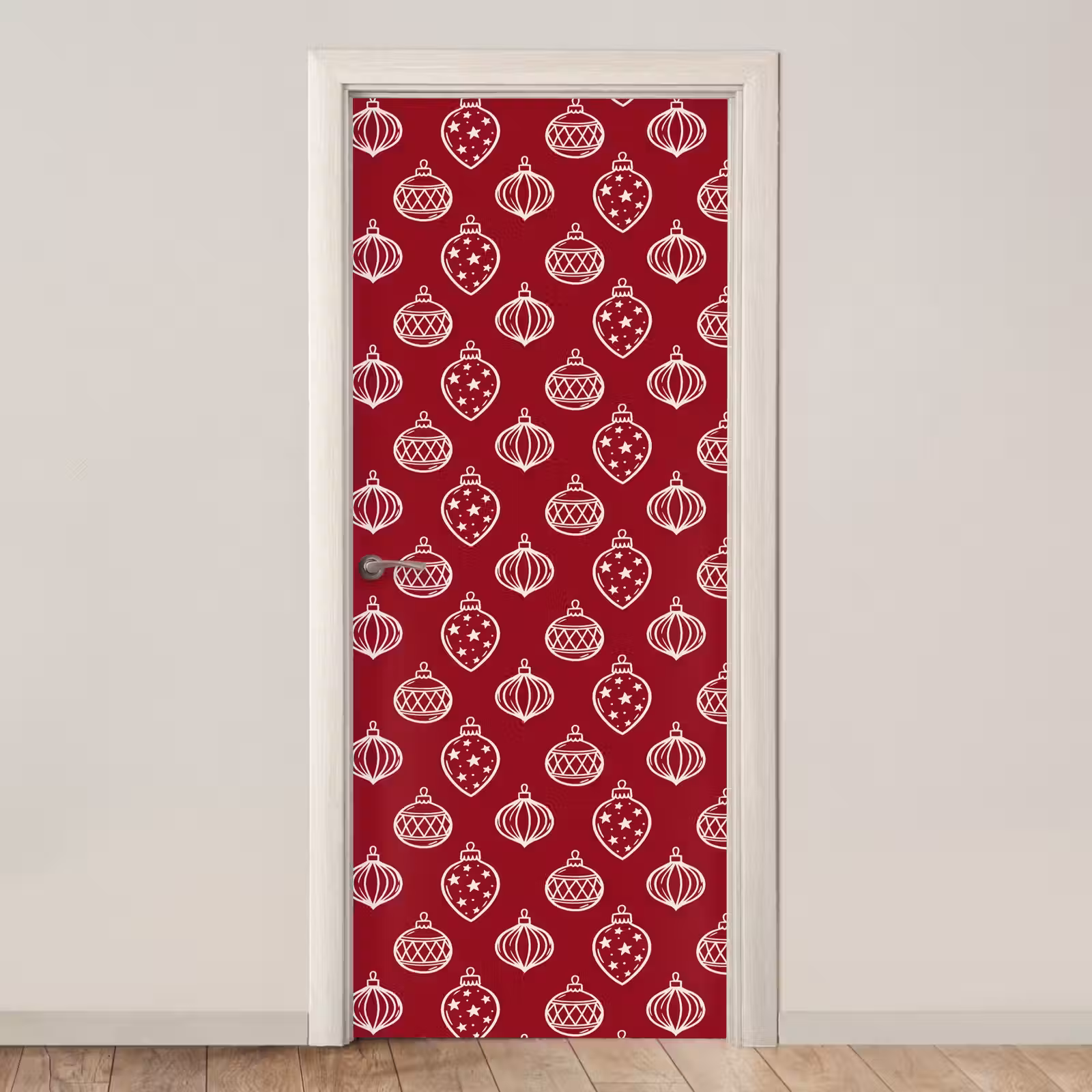 Deursticker - Kerstbal - Rood - Crème — 1