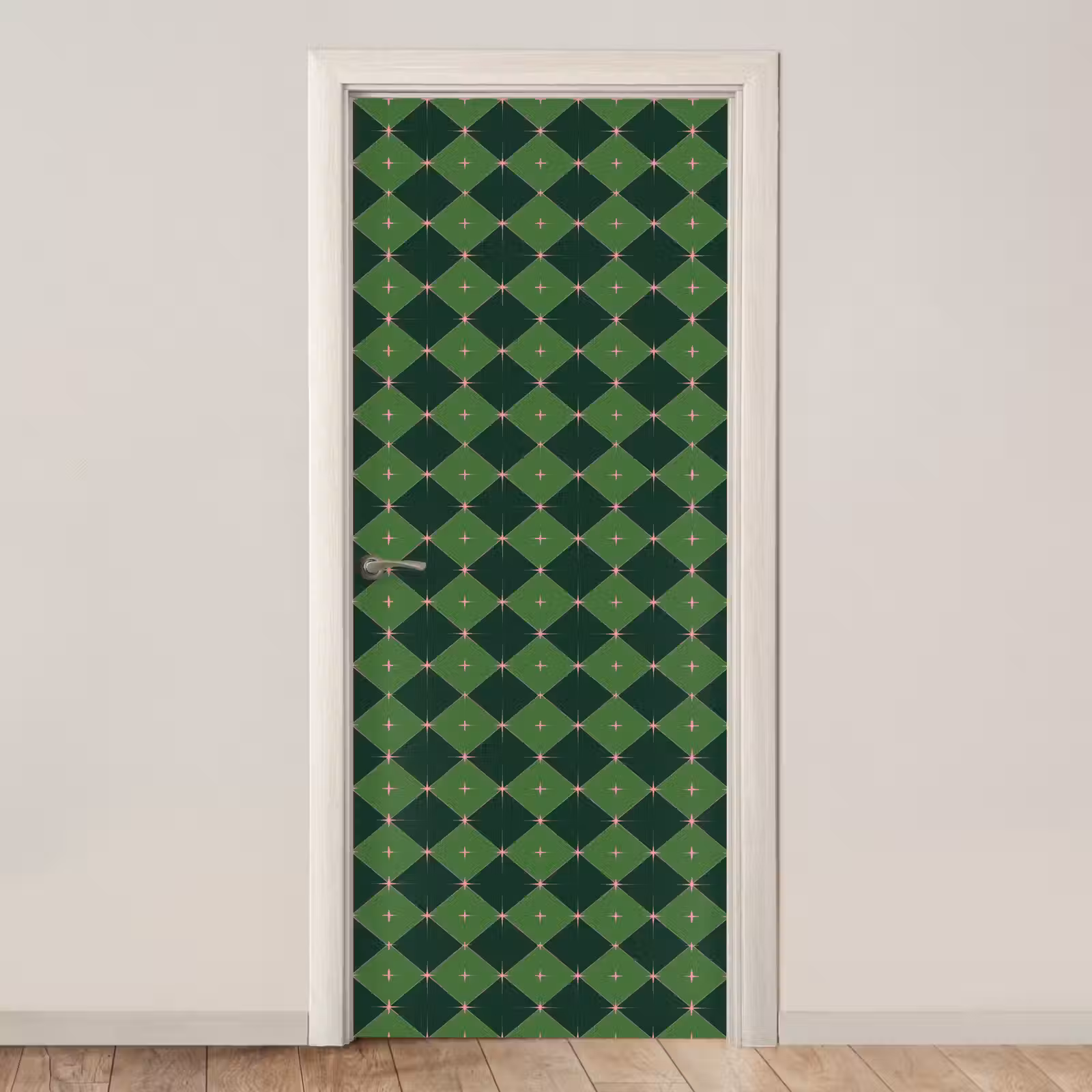 Deursticker - Ster - Groen - Roze - Kerst — 1