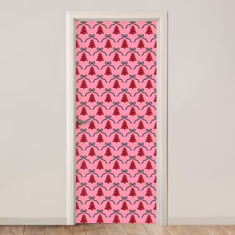 Deursticker - Kerst - Rood - Groen - Strik — 1