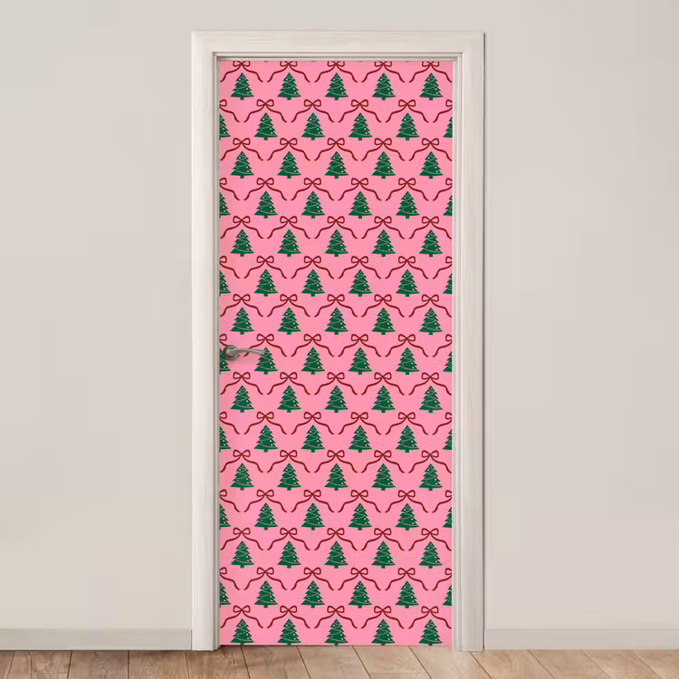 Deursticker - Kerst - Roze - Rood - Strik — 1