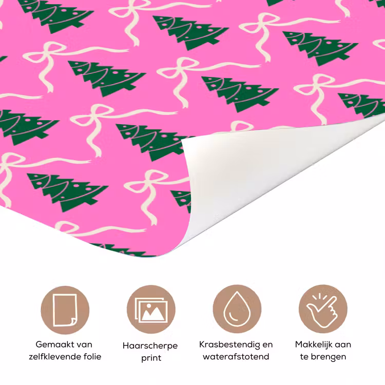 Deursticker - Kerst - Roze - Wit - Strik — 3