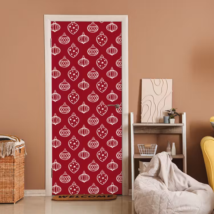 Deursticker - Kerstbal - Rood - Crème — 2