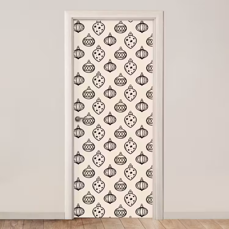 Deursticker - Kerstbal - Zwart - Wit — 1