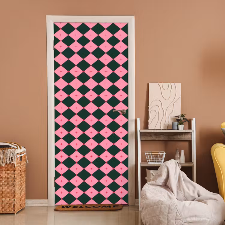 Deursticker - Ster - Roze - Groen - Kerst — 2