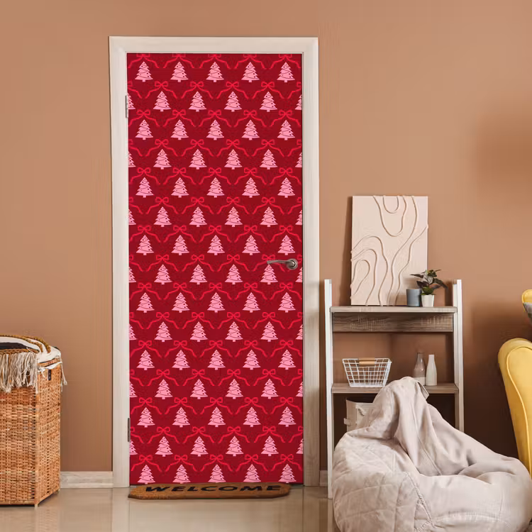 Deursticker - Strik - Rood - Roze - Kerst — 2