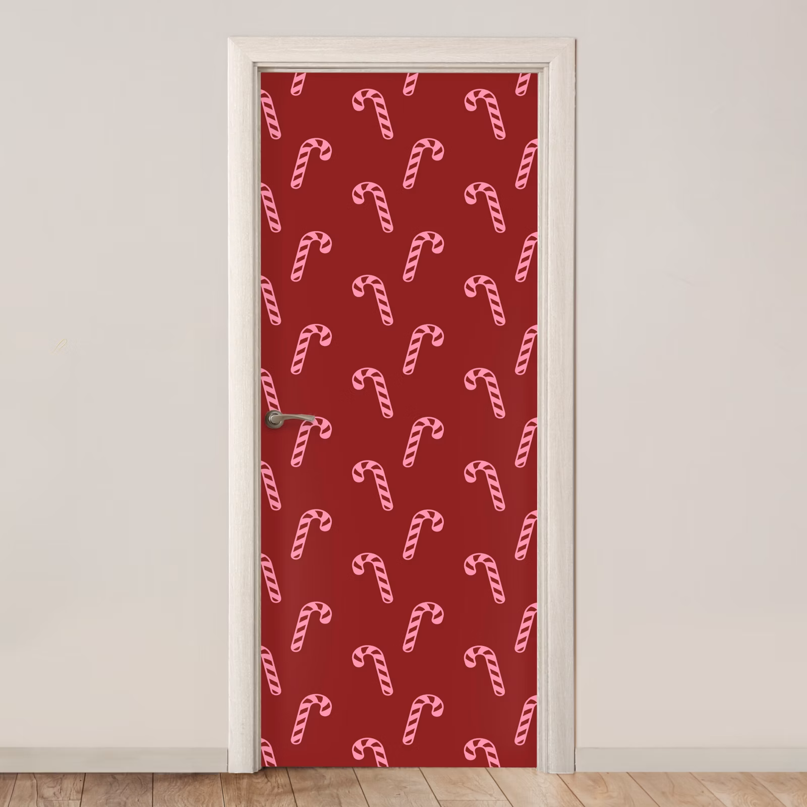 Deursticker - Kerst - Burgundy - Roze - Zuurstok — 1