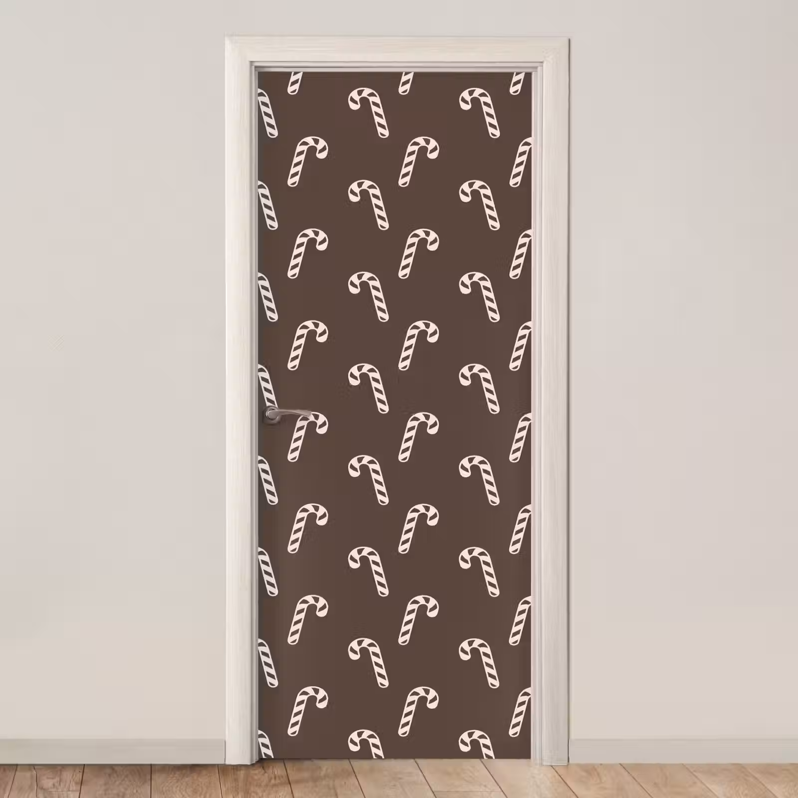 Deursticker - Kerst - Crème - Taupe - Zuurstok — 1