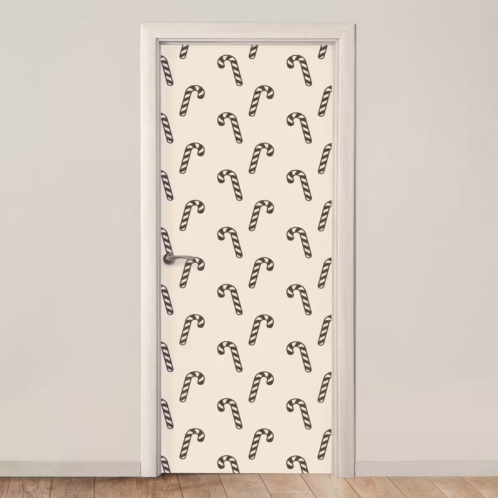 Deursticker - Kerst - Grijs - Crème - Zuurstok — 1