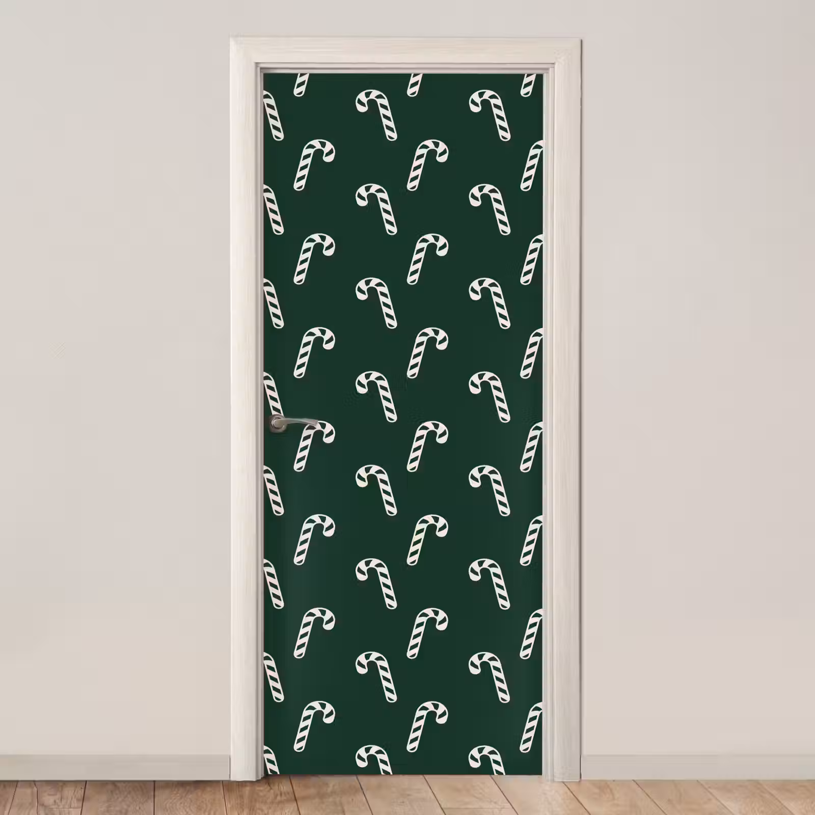 Deursticker - Kerst - Groen - Wit - Zuurstok — 1