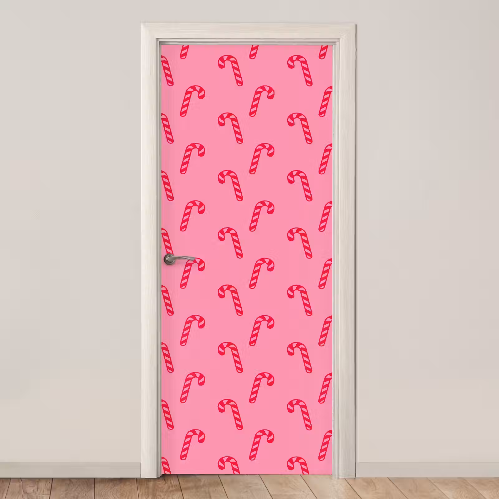 Deursticker - Kerst - Rood - Roze - Zuurstok — 1