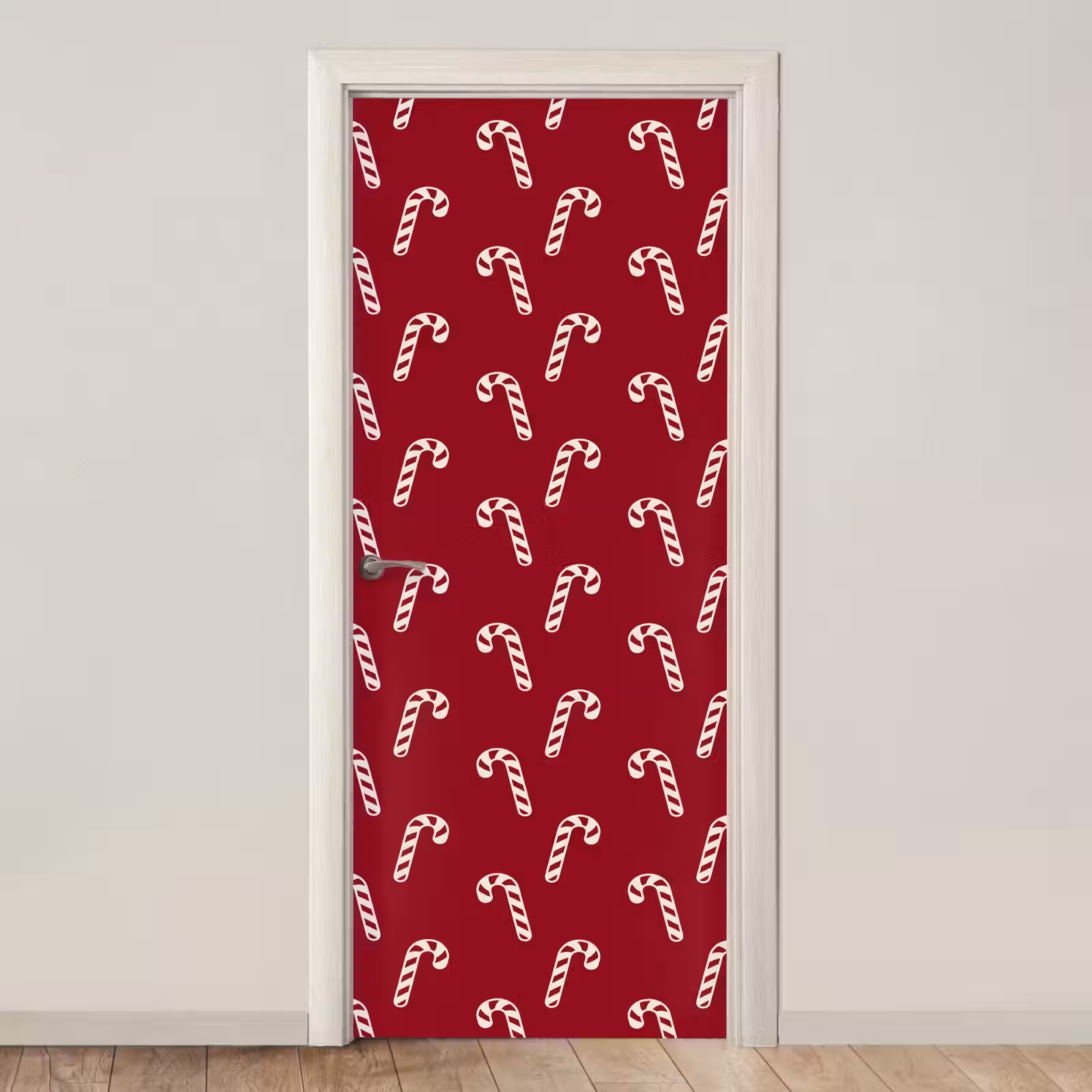 Deursticker - Kerst - Rood - Wit - Zuurstok — 1