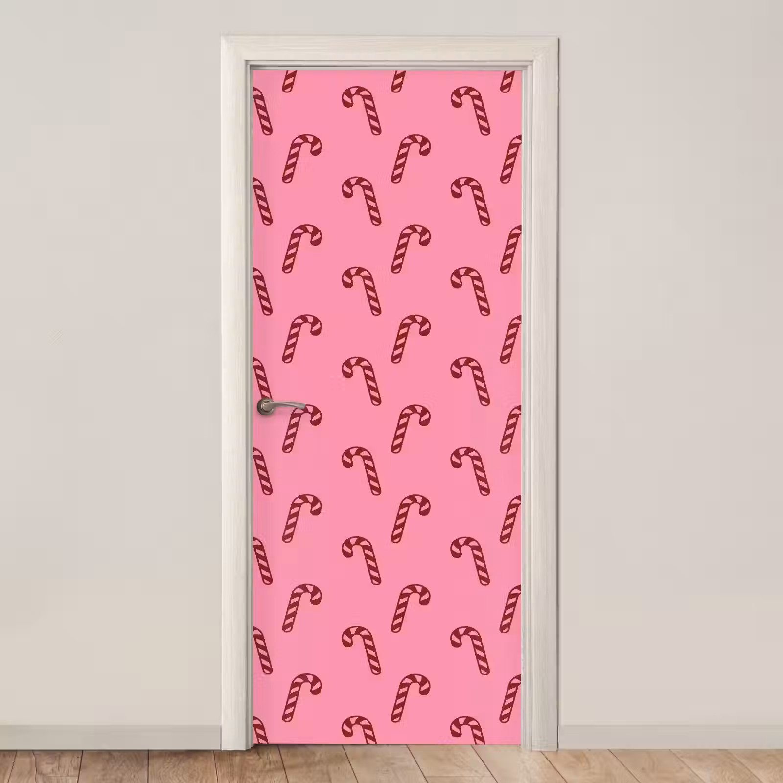 Deursticker - Kerst - Roze - Zuurstok - Rood — 1