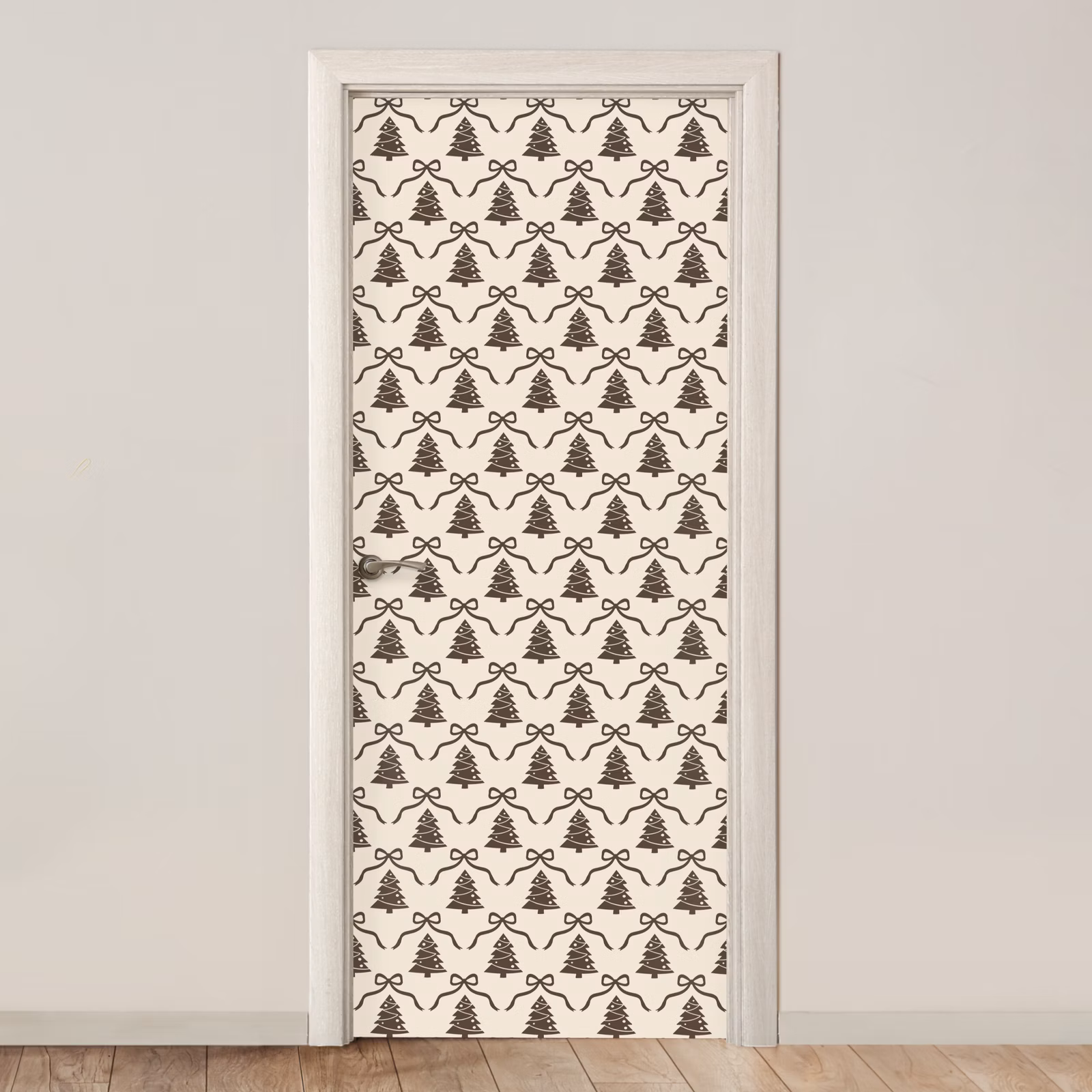 Deursticker - Kerst - Taupe - Crème - Strik — 1