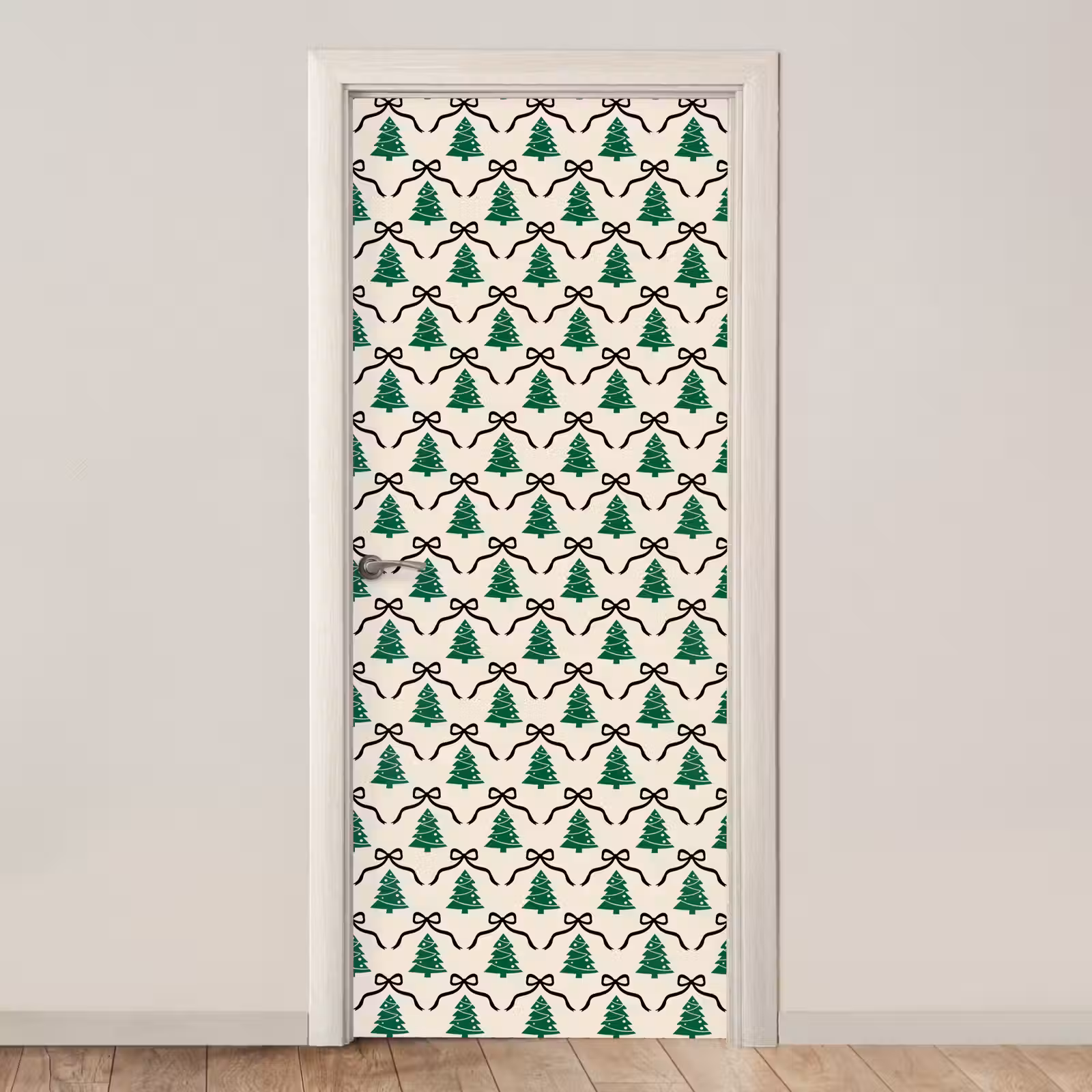Deursticker - Kerst - Wit - Zwart - Strik — 1