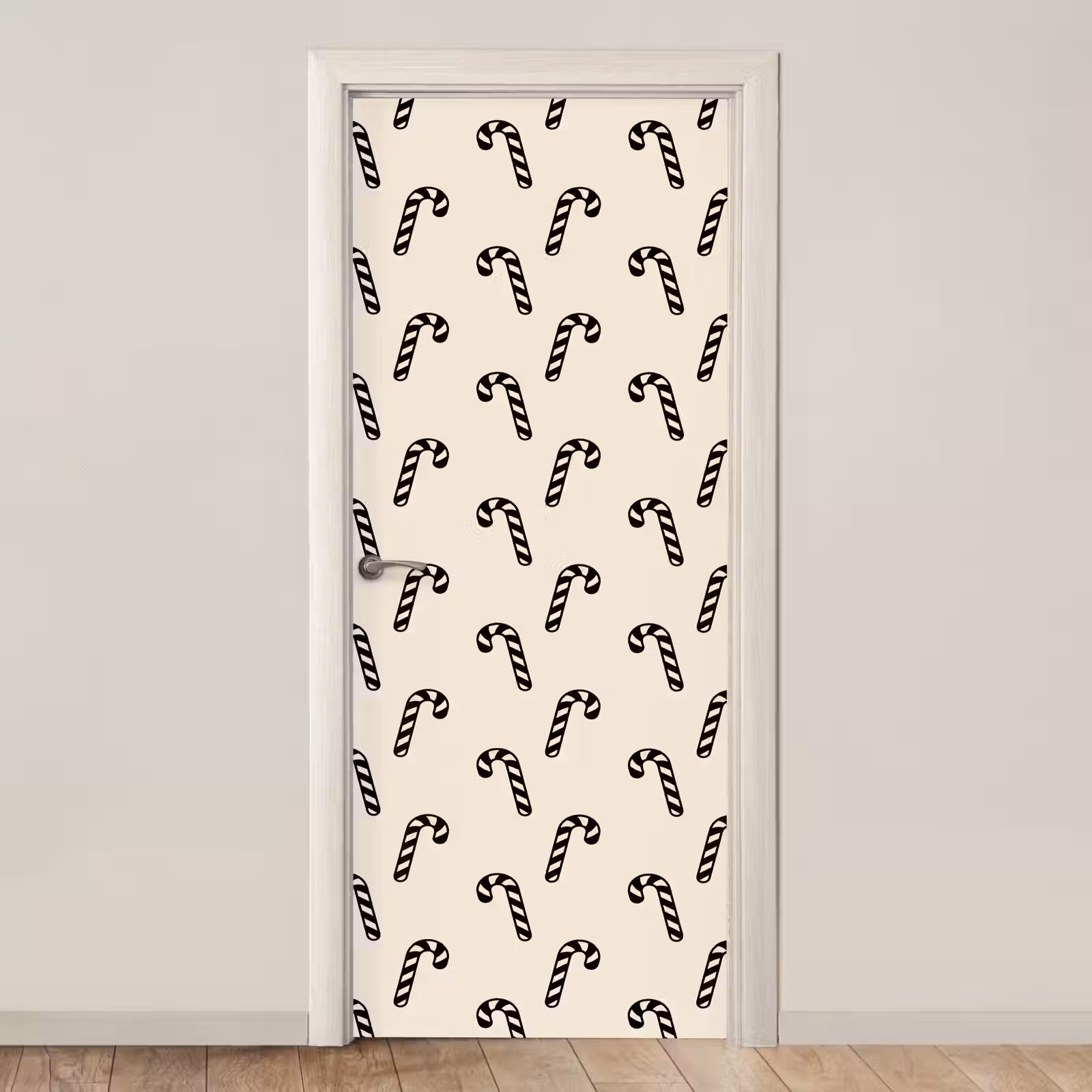 Deursticker - Kerst - Zwart - Crème - Zuurstok — 1