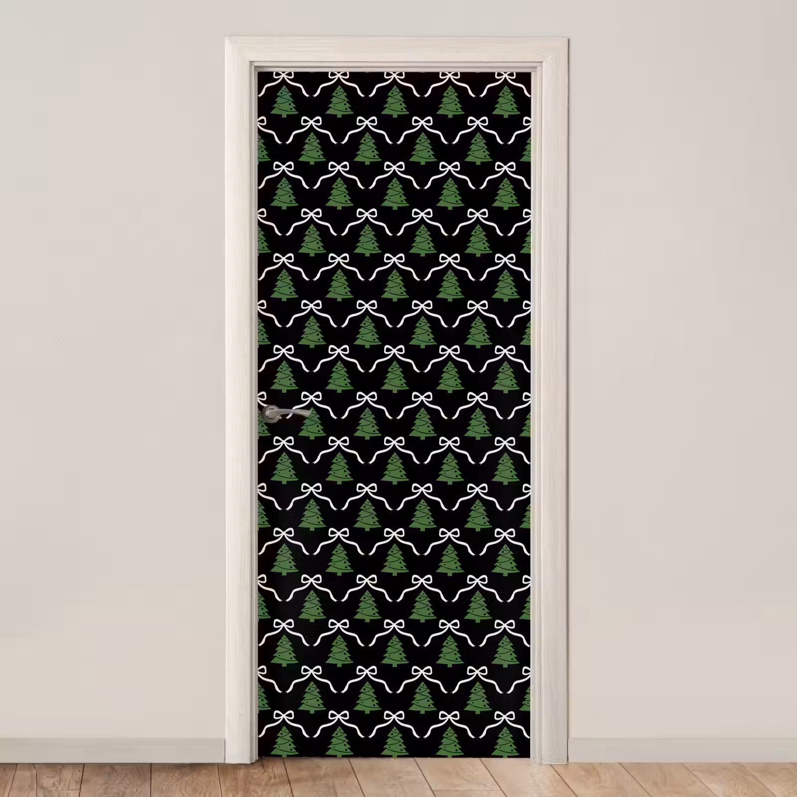 Deursticker - Kerst - Zwart - Wit - Strik — 1