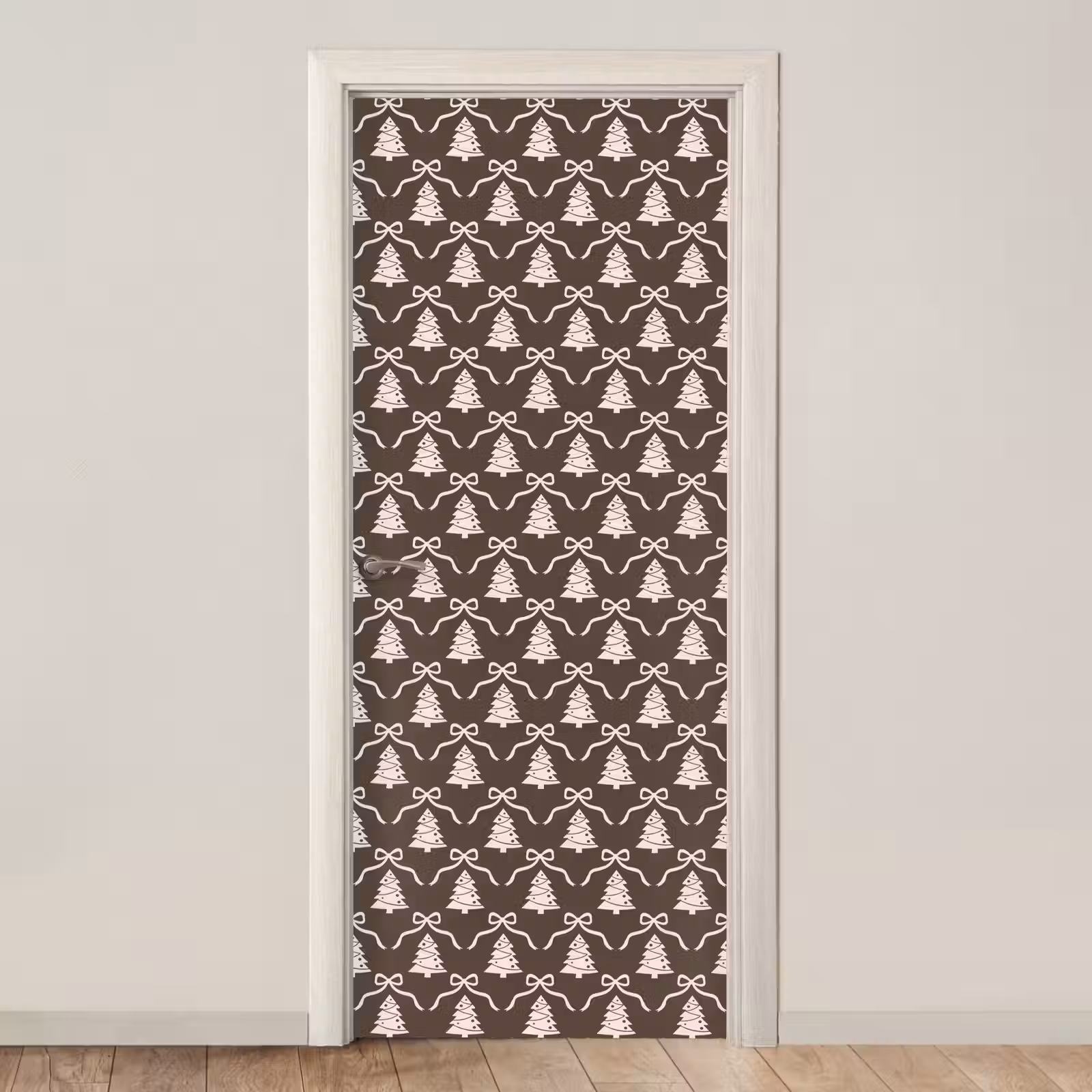Deursticker - Strik - Taupe - Wit - Kerst — 1
