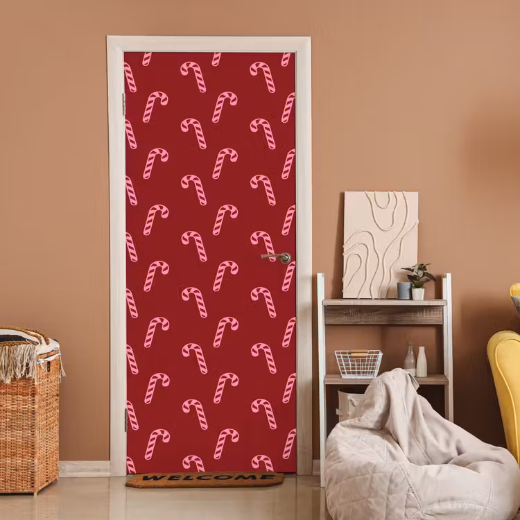 Deursticker - Kerst - Burgundy - Roze - Zuurstok — 2