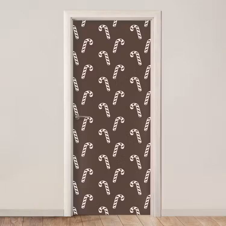 Deursticker - Kerst - Crème - Taupe - Zuurstok — 1