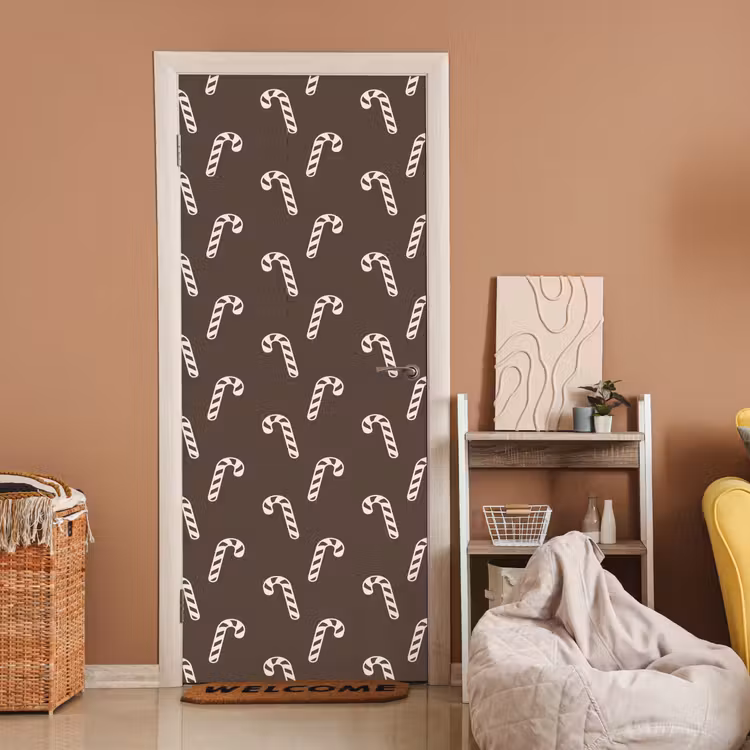 Deursticker - Kerst - Crème - Taupe - Zuurstok — 2