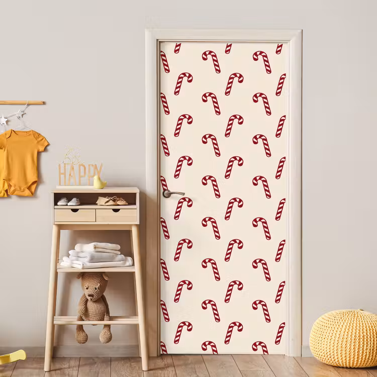 Deursticker - Kerst - Rood - Crème - Zuurstok — 6