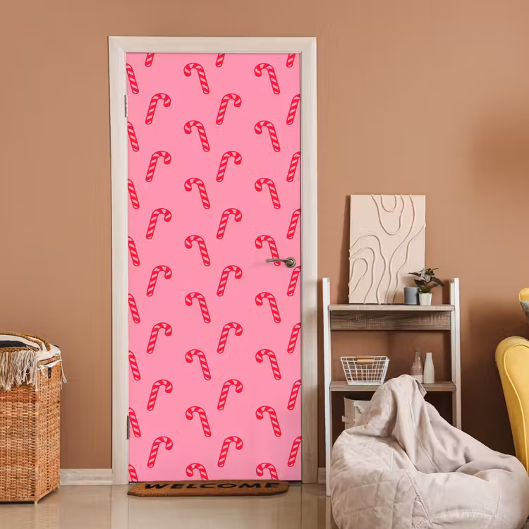 Deursticker - Kerst - Rood - Roze - Zuurstok — 2