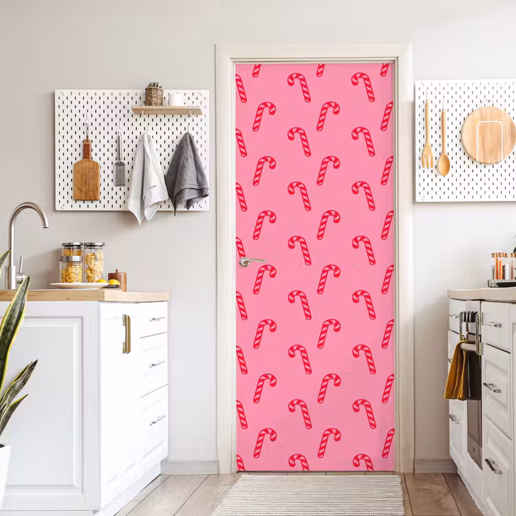 Deursticker - Kerst - Rood - Roze - Zuurstok — 7