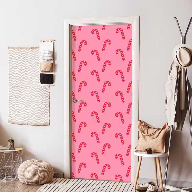 Deursticker - Kerst - Rood - Roze - Zuurstok — 8