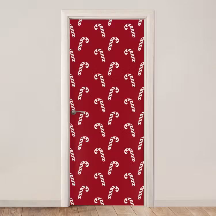 Deursticker - Kerst - Rood - Wit - Zuurstok — 1