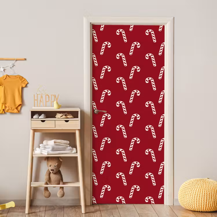Deursticker - Kerst - Rood - Wit - Zuurstok — 6