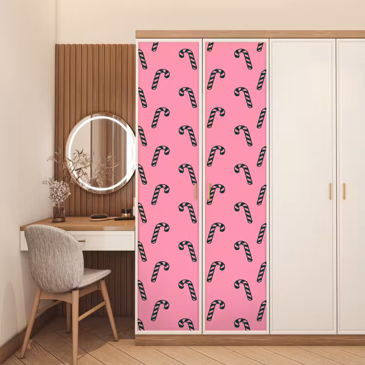Deursticker - Kerst - Roze - Groen - Zuurstok — 5