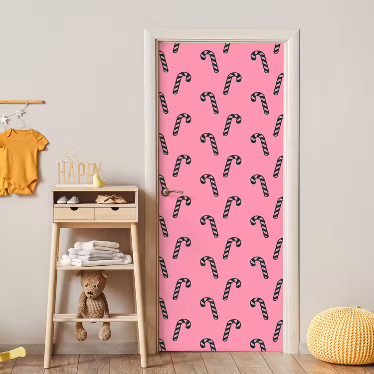 Deursticker - Kerst - Roze - Groen - Zuurstok — 6