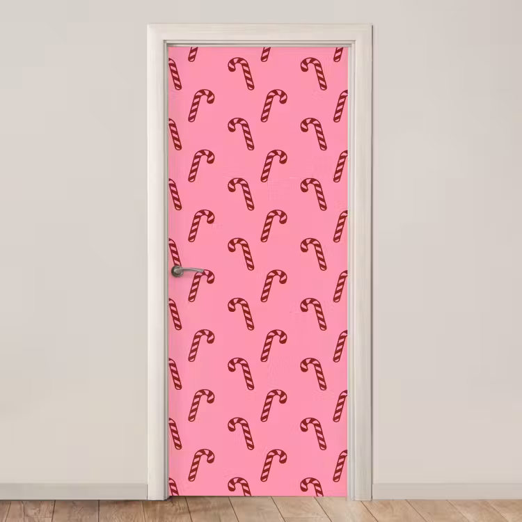 Deursticker - Kerst - Roze - Zuurstok - Rood — 1