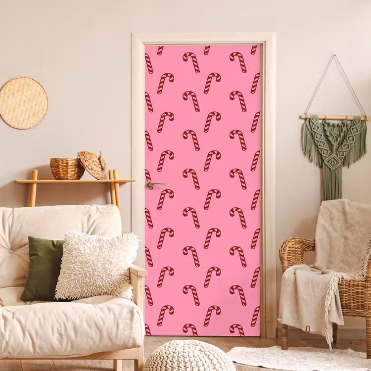 Deursticker - Kerst - Roze - Zuurstok - Rood — 4
